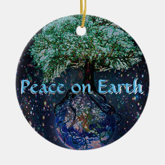 Peace on Earth Tree of Life Ceramic Tree Decoration (Front)