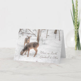 Peace on Earth - Two Deer In Snowy Woods Holiday Card