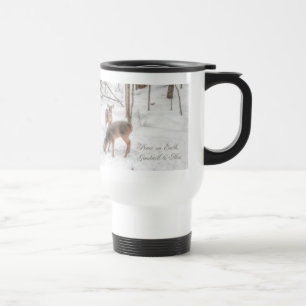 Peace on Earth - Two Deer In Snowy Woods Travel Mug
