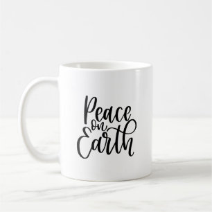 Peace on Earth Typography Christmas Coffee Mug