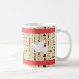 Peace on Earth Typography, Red Bow, Dove Coffee Mug
