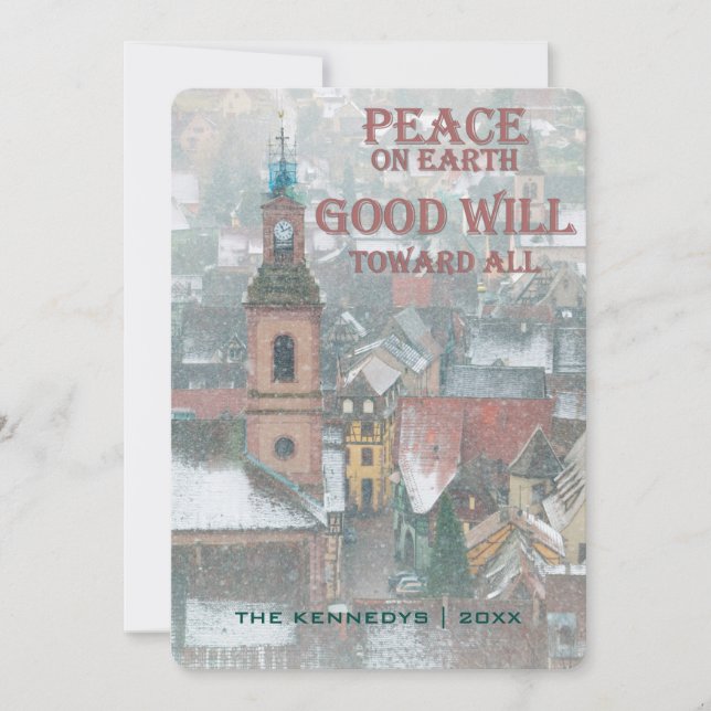 Peace on Earth - View of Alsace Village - France Holiday Card (Front)