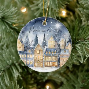 Peace on Earth Village Sky Star Family Name  Ceramic Tree Decoration