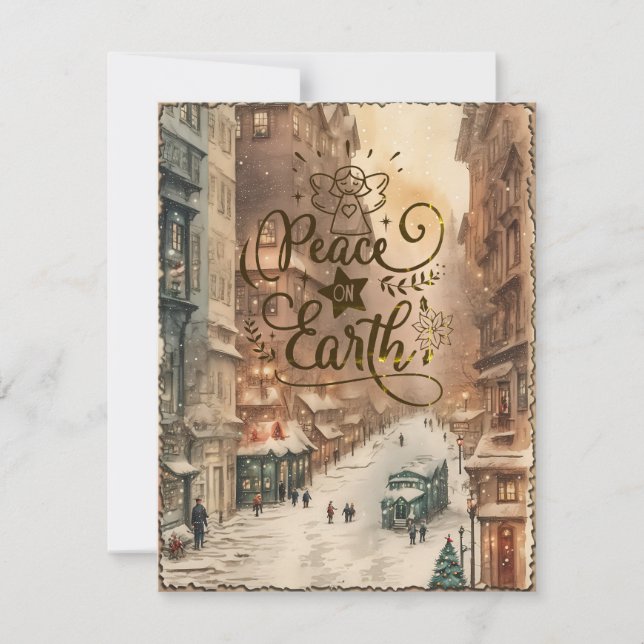 Peace on Earth Vintage Holiday Card (Front)