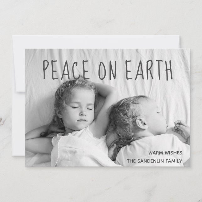 Peace on Earth Warm Wishes Christmas Holiday Photo Card (Front)