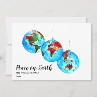 Peace on Earth Watercolor Christmas Holiday Card