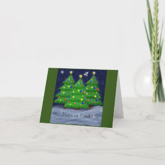 Peace on Earth. White dove. Christmas card