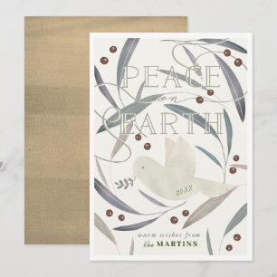 Peace on Earth White Dove Cream Christmas Card