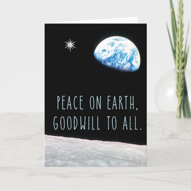 Peace on Earth with Earth and Star Holiday Card (Front)