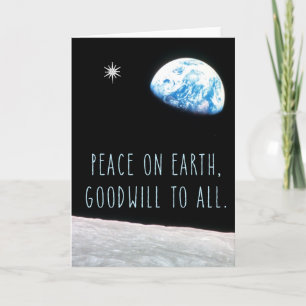 Peace on Earth with Earth and Star Holiday Card
