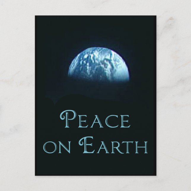 Peace on Earth with Image of Earth from Space Holiday Postcard (Front)