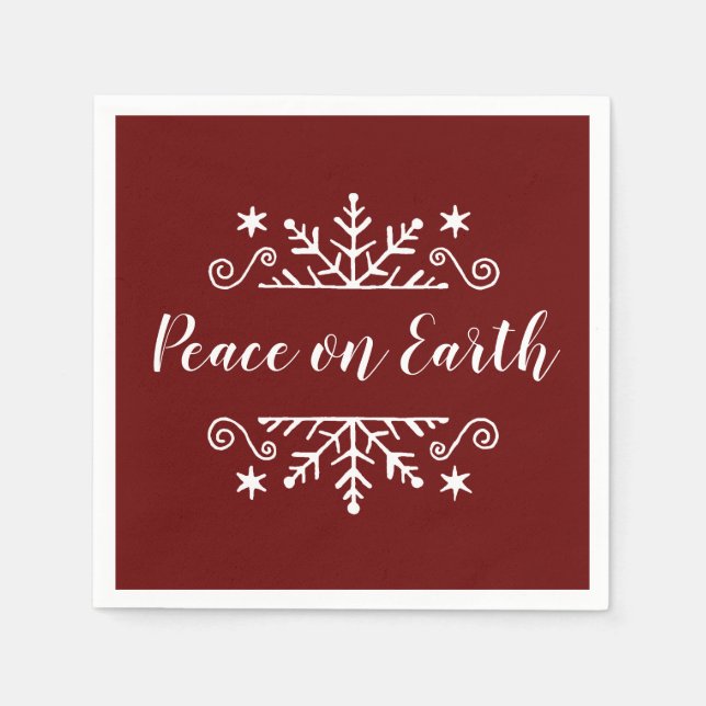 Peace on earth with snowflake  napkin (Front)