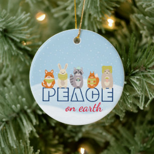 Peace on Earth Woodland Animals Ceramic Tree Decoration