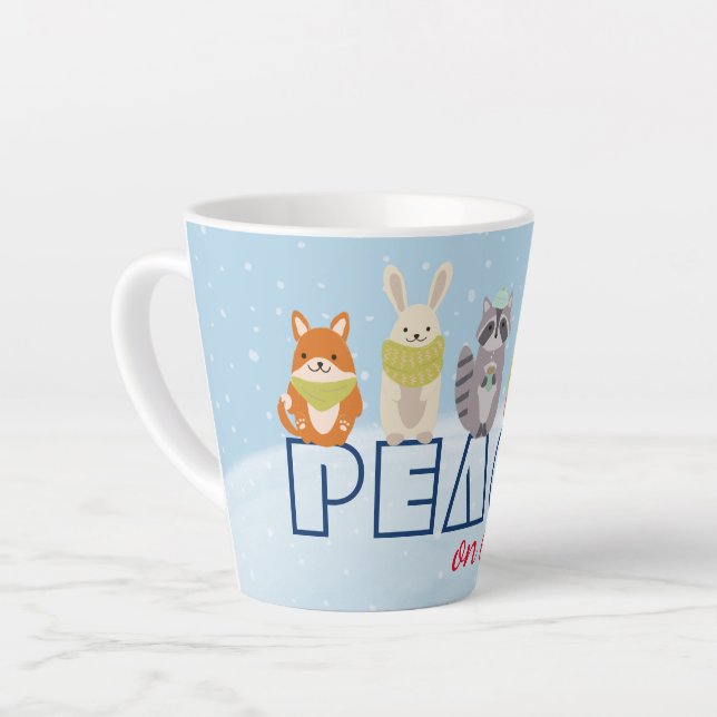 Peace on Earth Woodland Animals Latte Mug (Left Angle)