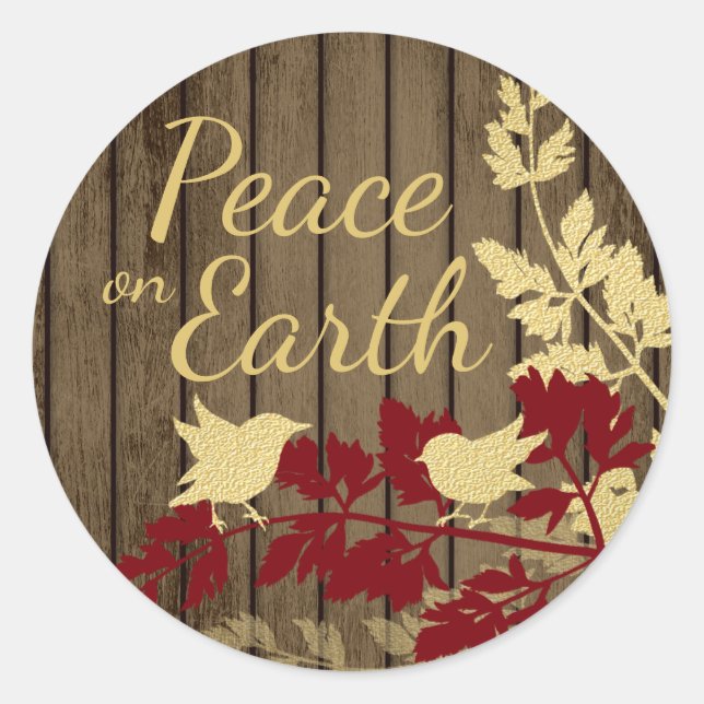 Peace on Earth Woodland Birds Classic Round Sticker (Front)