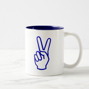 Peace or V for Victory Two-Tone Coffee Mug