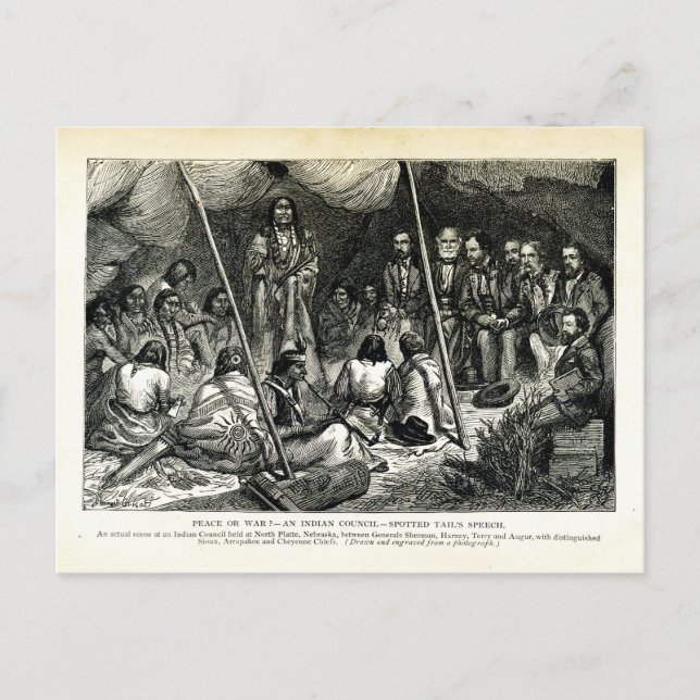 Peace or War - Indian Council held at North Platte Postcard (Front)