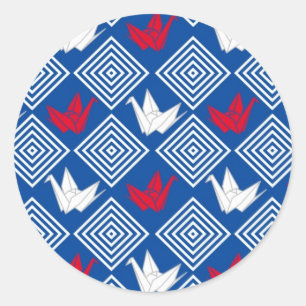 Peace Orizuru Pattern Classic Round Sticker