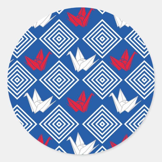 Peace Orizuru Pattern Classic Round Sticker (Front)