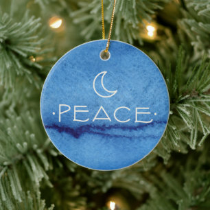 PEACE Ornament, WITH PERSONALIZED MESSAGE ON BACK Ceramic Tree Decoration