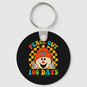 Peace Out 100 Days Of School Teacher Student Eyes Key Ring