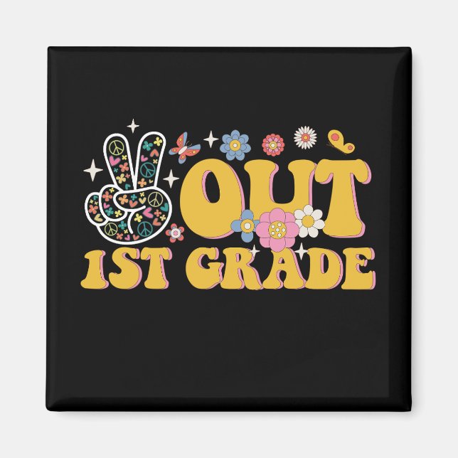 Peace Out 1st Grade Groovy Last Day Of School Magnet (Front)