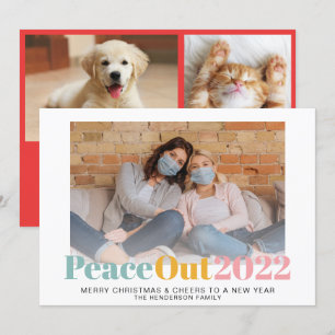 Peace Out 2020 Colourful Pastels Christmas Photos Holiday Card