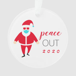 Peace Out 2020 Funny Santa Face Mask Personalised Ornament