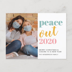 Peace Out 2020 Modern Photo Christmas New Years Holiday Postcard