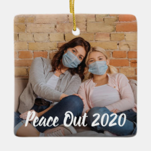 Peace Out 2020 Personalised Photo Christmas Ceramic Ornament