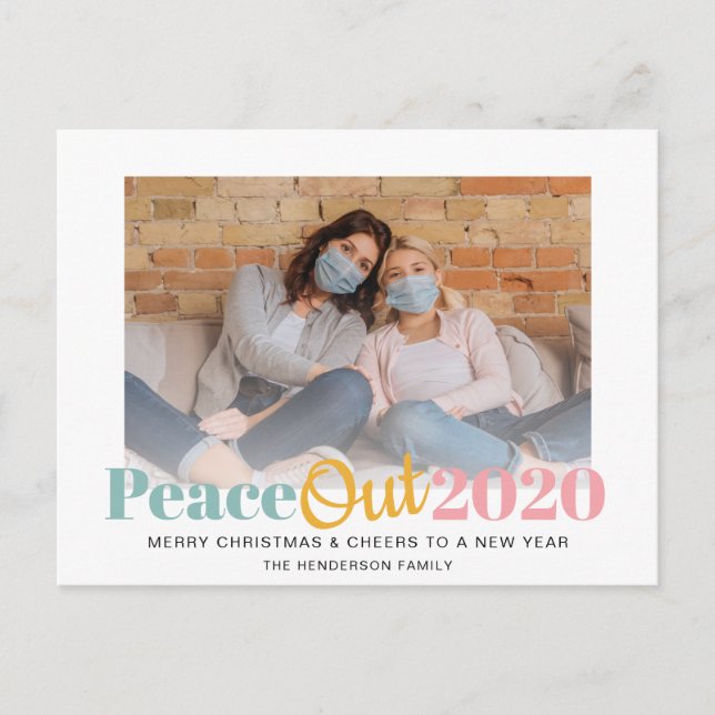 Peace Out 2020 Photo Funny Christmas New Year Holiday Postcard (Front)