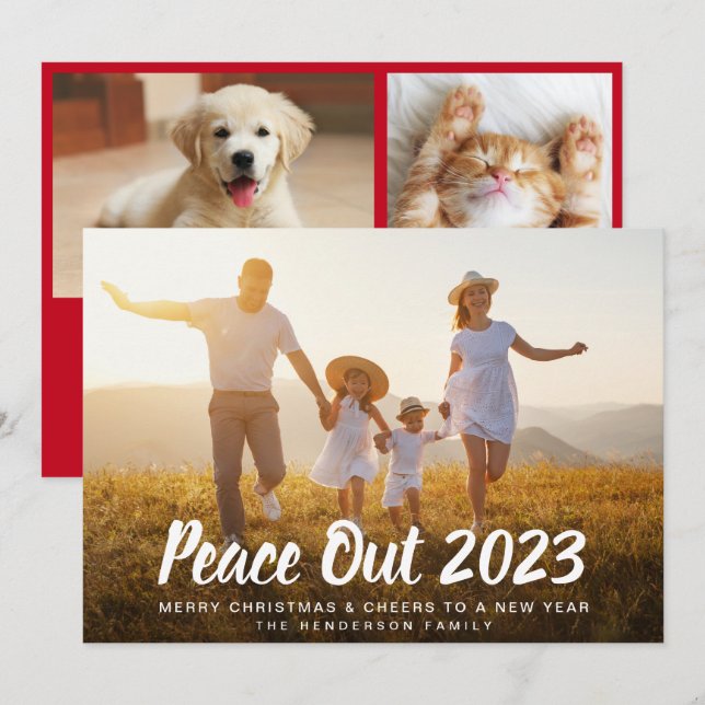 Peace Out 2020 Photos Christmas New Year Holiday Card (Front/Back)