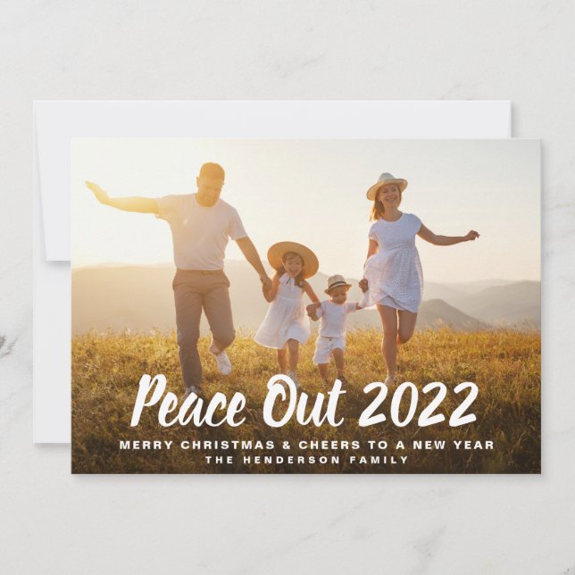 Peace Out 2022 Photo Christmas New Year Holiday Card (Front)