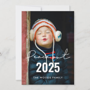 Peace out 2023 Modern Minimalist New Year photo Holiday Card
