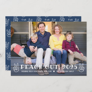 Peace Out 2023 Navy Happy New Year Funny Photo Holiday Card