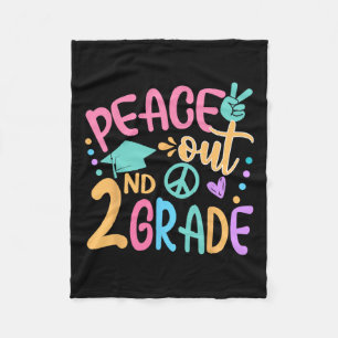 Peace Out 2nd Grade Bye Bye School Hello Summer Fleece Blanket