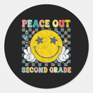 Peace Out 2nd Grade Graduation Last Day School Sec Classic Round Sticker