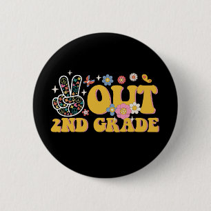 Peace Out 2nd Grade Groovy Last Day Of School 6 Cm Round Badge