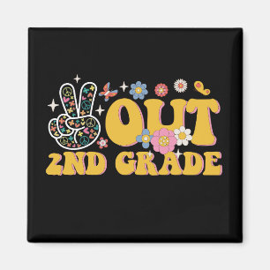 Peace Out 2nd Grade Groovy Last Day Of School Magnet