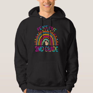Peace Out 2nd Grade Rainbow Last Day Of School Tie Hoodie