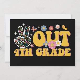 Peace Out 4th Grade Groovy Last Day Of School Invitation
