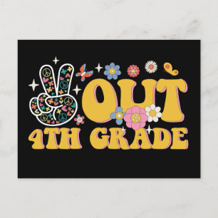 Peace Out 4th Grade Groovy Last Day Of School Postcard