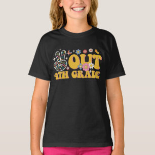 Peace Out 4th Grade Groovy Last Day Of School T-Shirt