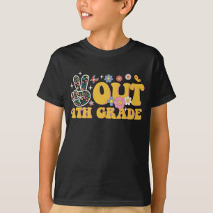 Peace Out 4th Grade Groovy Last Day Of School T-Shirt