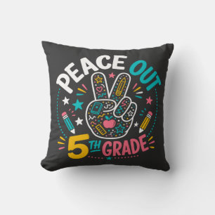 Peace Out 5th Grade Class of 2026 Graduation Cushion