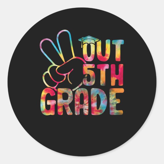 Peace Out 5th Grade Graduation Last Day Of School Classic Round Sticker (Front)