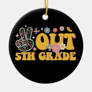 Peace Out 5th Grade Groovy Last Day Of School Ceramic Tree Decoration
