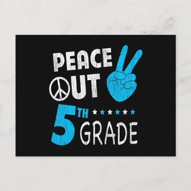 Peace Out 5th Grade Last Day of School Student Postcard (Front)