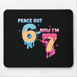 Peace Out 6 Now I'm 7 Ice Cream Drip 7th Birthday  Mouse Mat