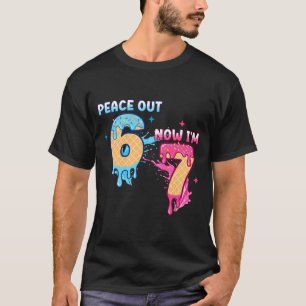 Peace Out 6 Now I'm 7 Ice Cream Drip 7th Birthday  T-Shirt